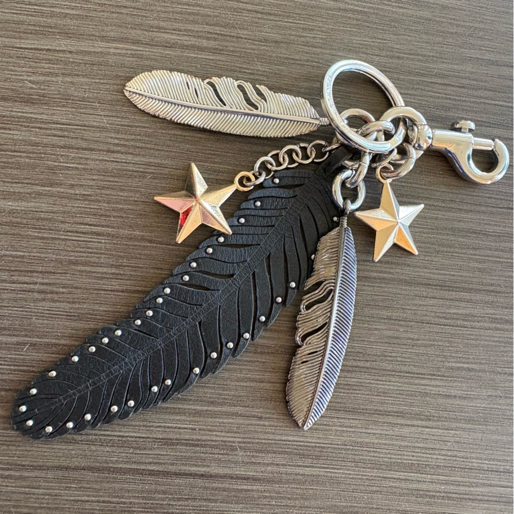 Coach Limited Edition Star Feather Bag Charm Metal Leather Studs - Picture 3 of 11